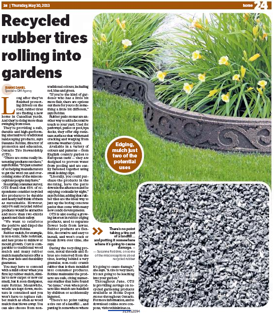24hrs Recycled rubber tires rolling into gardens